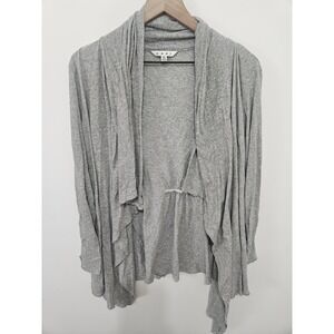 Cabi Heather Grey Drape Front Open Cardigan XL Lightweight Gathered Back Sweater